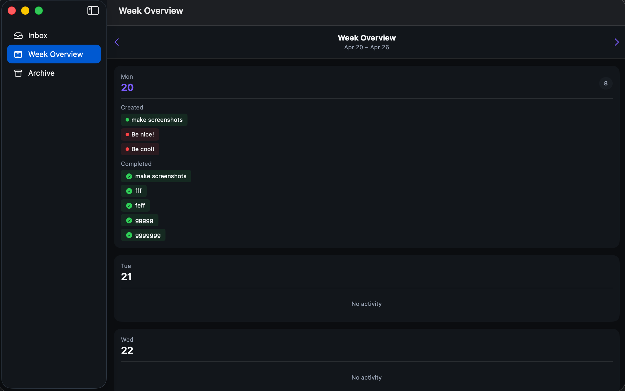 Week Overview
